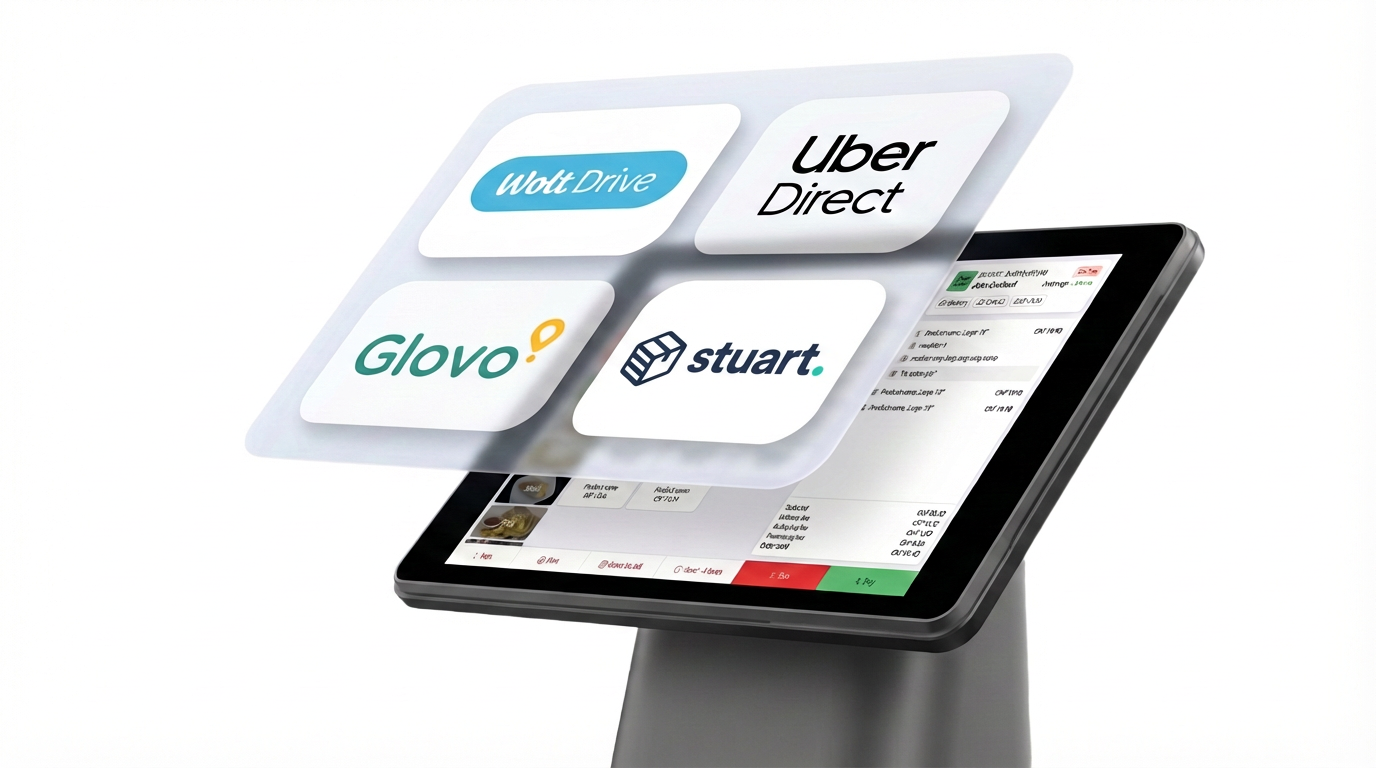 POS EatLive con i loghi dei partner delivery